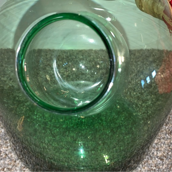 Vintage Large Hand Blown Glass Italian Wine Decanter/ Carafe Ice Chamber Green - Picture 11 of 12